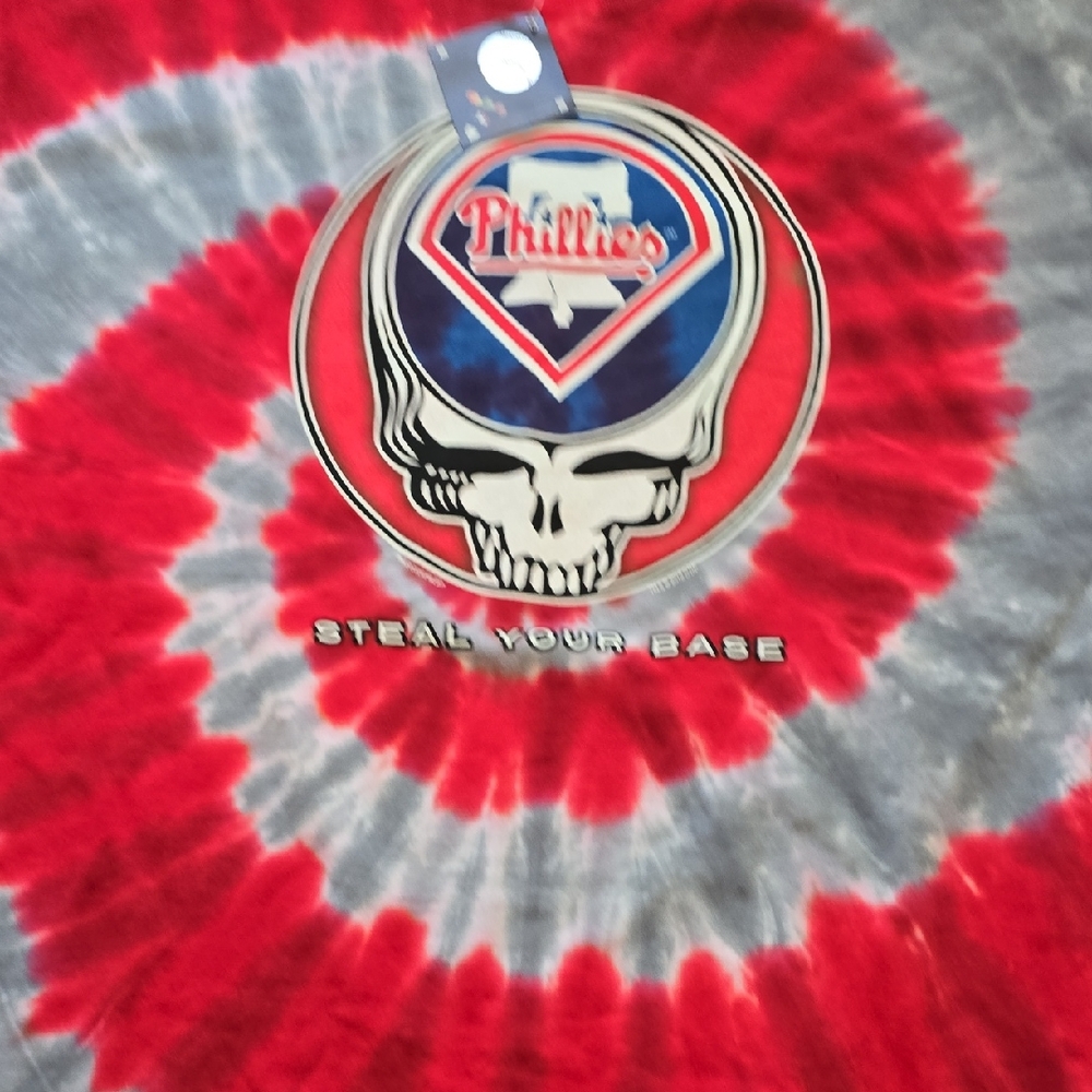 Red and Gray Tie-Dye Graphic Tee
